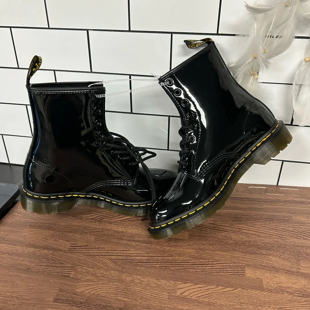 Dr. Martens 1460 Black Patent Leather Combat Boots Size 10 US / 8 UK NWOT - Picture 5 of 7